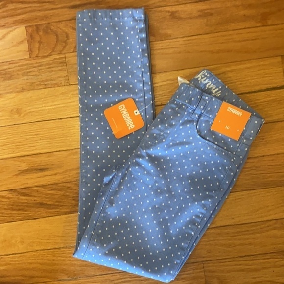 Gymboree Girls Blue Polka Dot Print Kimmis Pants - Size 10 NWT Super Skinny - Picture 2 of 7